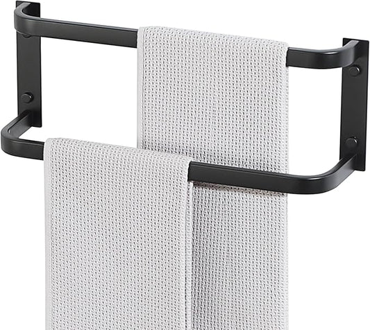 Alise Double Towel Bars for Bathroom,16'' Towel Holder Towel Racks for Bathroom Wall Mount,SUS304 Stainless Steel Double Towel Rail Towel Hanger for Walls,Matte Black