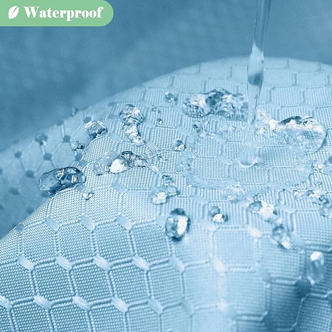 UFRIDAY Waffle Weave Fabric Shower Curtain with Mesh Window, Heavy Duty Decorative Bathroom Curtain, Spa-Like Hotel Luxury, Water-Repellent,Extra Long Shower Curtain 72x84 inches