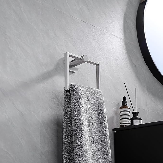 GERZWY Modern Towel Holder SUS 304 Stainless Steel Towel Hanger Towel Ring for Bathroom Wall Mount, Brushed Finish