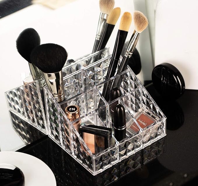 Clear Makeup Organizer for Brushes,Nail Polishes,Perfumes,Lipsticks,Office Supplies,Cosmetic Display Storage Vanity Case for Countertop,Dresser,Bathroom,Bedroom,Office,1025