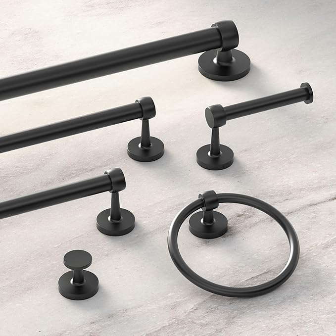 Gatco 5212MX Gibson Towel Ring | Modern Hand Towel Holder for Bathroom | Stylish Decorative Hardware, Heavy Duty Metal, EZ Ancor Mounting | Matte Black Finish