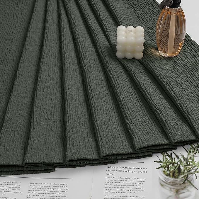 Aiyufeng 3D Textured Olive Green Shower Curtain for Bathroom, Fabric Shower Curtain Soft Cloth & Hotel Spa Quality, Luxury Boho Bathroom Curtains, Machine Washable, Olive Green, 72x72 Inches