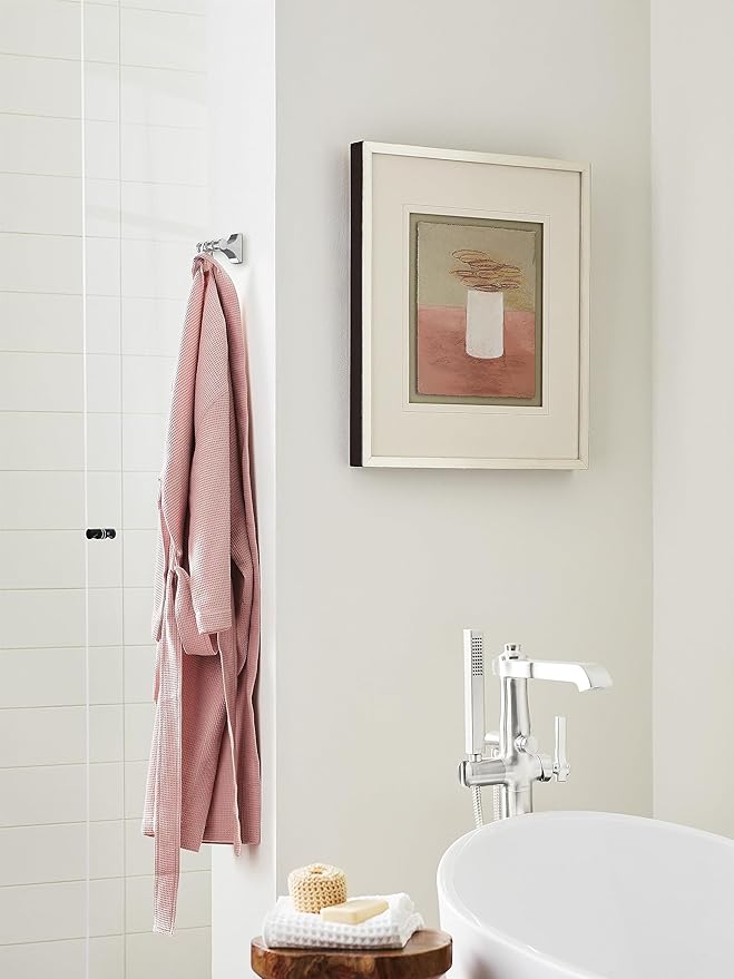 Amerock BH36050PN | Polished Nickel Double Robe Hook | 2-15/16 in. (75 mm) Length Towel Holder | Davenport | Towel Hook for Bathroom | Bathroom Hardware | Bath Accessories