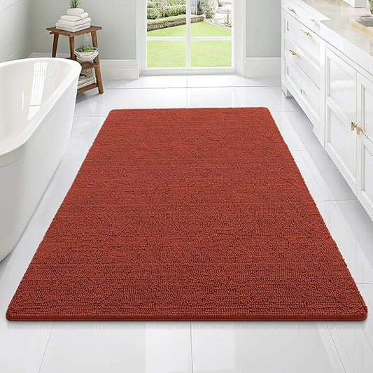 OLANLY Bathroom Rugs 70x46, Extra Soft Absorbent Chenille Bath Rugs, Rubber Backing Quick Dry, Machine Washable Bath Mats for Bathroom Floor, Tub and Shower, Home Decor Accessories, Rustic Terracotta