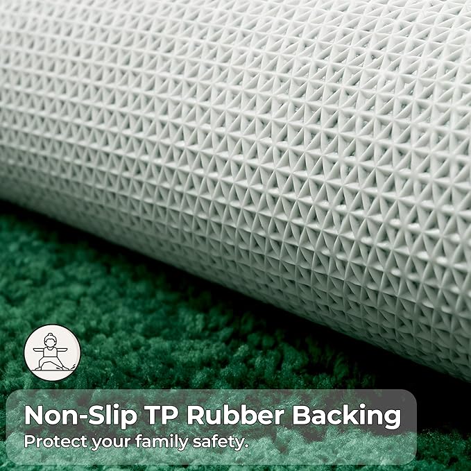 GRANNY SAYS Bathroom Rugs and Mats, 16" x 24" Non-Slip Bath Mat for Bathroom, Super Soft Absorbent Microfiber Bath Rug, Machine Washable and Dry, Small Deep Green Rug for Shower, Tub and Bath Floor