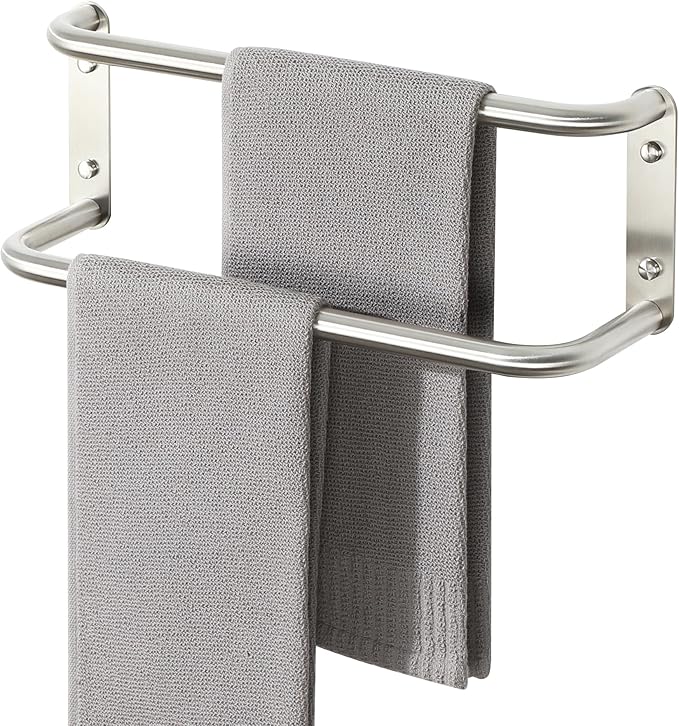 Alise Double Towel Bar,16 Inch Towel Racks for Bathroom, SUS304 Stainless Steel Towel Bar for Bathroom Wall,Quick Drying Bathroom Towel Holder Bath Towel Hanger,Brushed Nickel