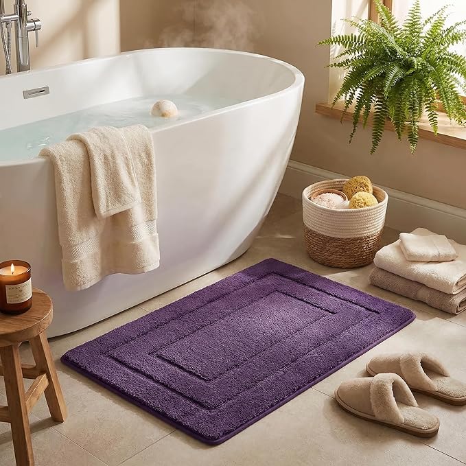 GRANNY SAYS Bathroom Rugs Non Slip, 32" x 20", Bath Rugs for Bathroom Washable, Bath Mats for Floor, Microfiber Mat for Tub, Absorbent Rugs for Shower Room, Purple