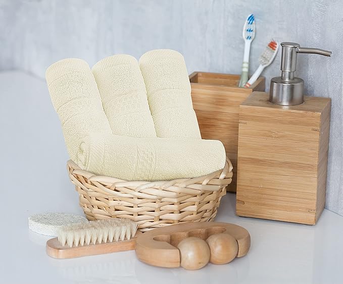 Utopia Towels 8 Piece Luxury Towel Set – Majestic Plush, Super Absorbent & Quicker-to-Dry, Thick 100% Ring Spun Cotton Towels for Bathroom, Spa & Hotel – 2 Bath, 2 Hand, 4 Washcloths, Ivory