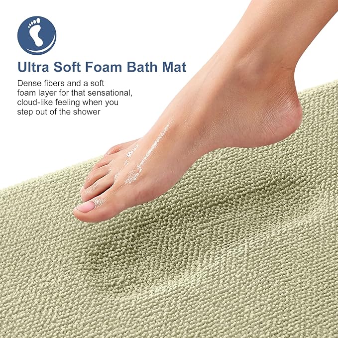 OLANLY Thick Memory Foam Bath Mats Rugs 44x24, Extra Soft Absorbent Bathroom Rug, Quick Dry Bath Mat, Non-Slip, Machine Washable Carpet for Bathroom, Tub and Shower, Home Decor Accessories, Vanilla