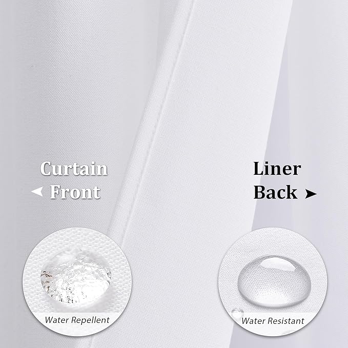 Naturoom Long Shower Curtain, Heavy Duty White Linen Fabric Shower Curtain Set with Liner, Simple Elegant Modern Farmhouse Country Bath Curtains for Bathroom, Mesh Top Window, 72 x 78, White