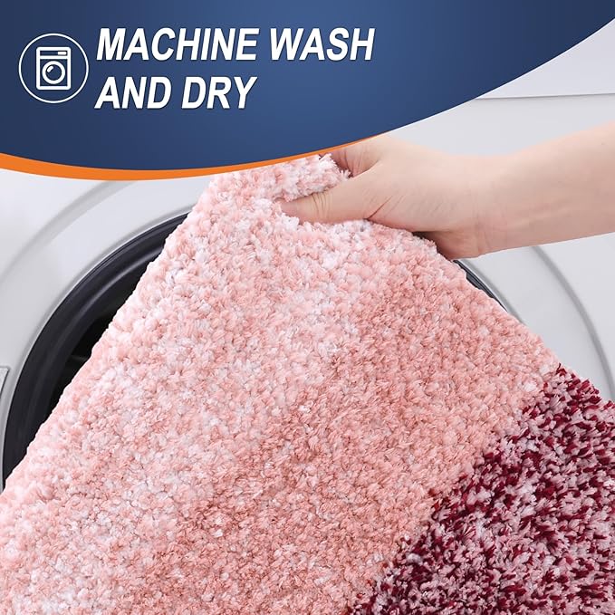 OLANLY Bathroom Rugs Mat 34x21, Extra Soft Absorbent Microfiber Bath Rugs, Rubber Backing, Quick Dry, Machine Washable Bath Mats for Bathroom Floor, Tub and Shower, Home Decor Accessories, Red