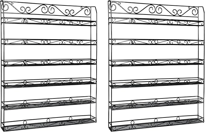 AMT 6 Tier Metal Nail Polish Racks, Fit Up to 108 Bottles, Wall Mounted, Essential Oils Organizer for Home Salon Business Spa