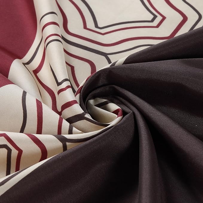 Stall Fabric Shower Curtain, Brown and Burgundy Color Block Cloth Shower Curtains for Bathroom, Waterproof Bathroom Small Curtains, 54" W x 72" H