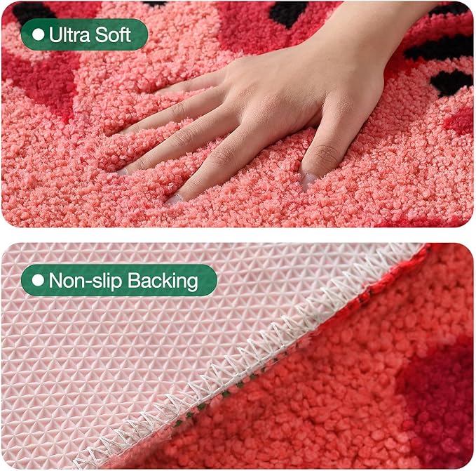 LUMI Cute Bathroom Rugs, Funny Fruit Rug, Soft Plush Fluffy Bath Mat, Absorbent, Non-Slip for Bathroom, Kitchen Sink, Bedroom, Kid's Bedroom, and Living Room, 17.5"x31.5", Watermelon
