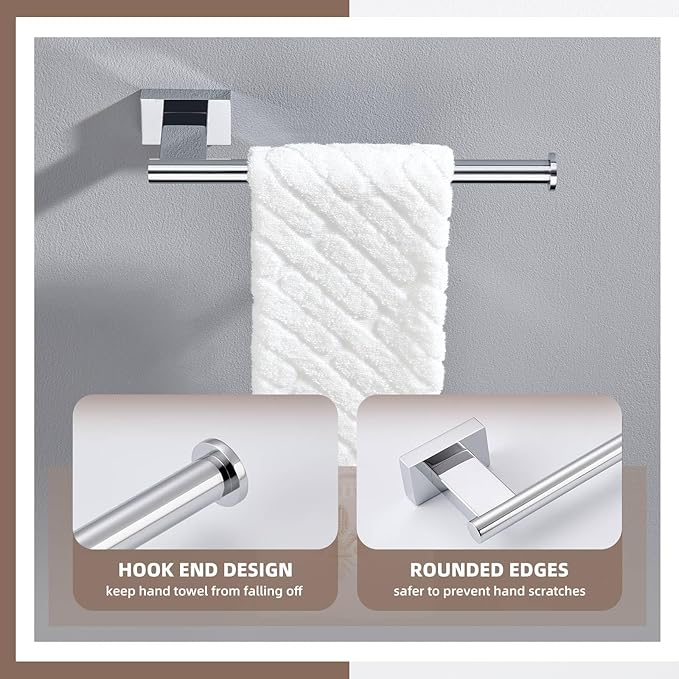 Suyar Bathroom Towel Holder Chrome, SUS 304 Stainless Steel Hand Towel Bar, Wall Mounted