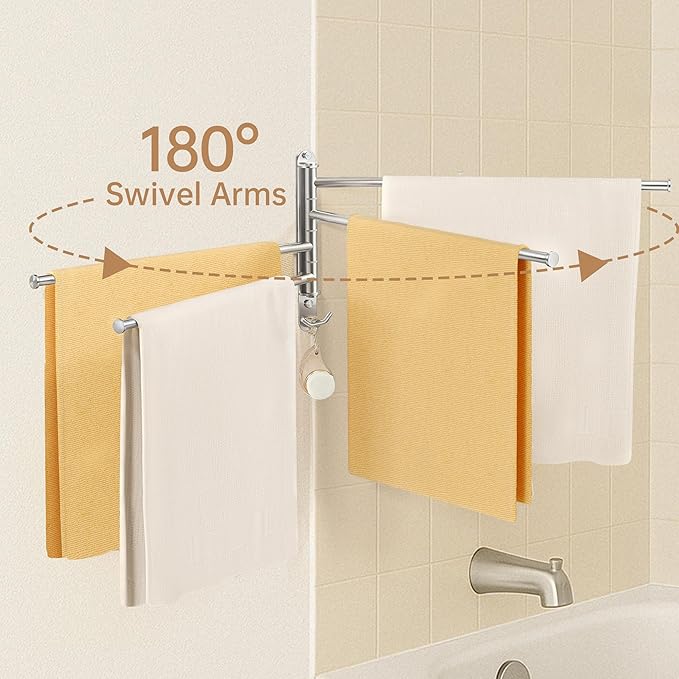 KES Extra Long Swivel Towel Bar 19.5" 4-Arm, Swing Out Towel Rack for Bathroom Wall, Hand Towel Holder for Multiple Towels, SUS304 Stainless Steel Brushed Finish, A2103S4L50-2