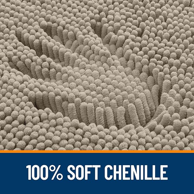 OLANLY Bathroom Rugs 59x20, Extra Soft Absorbent Chenille Bath Rugs, Rubber Backing Quick Dry, Machine Washable Bath Mats for Bathroom Floor, Tub and Shower, Home Decor Accessories, Warm Taupe