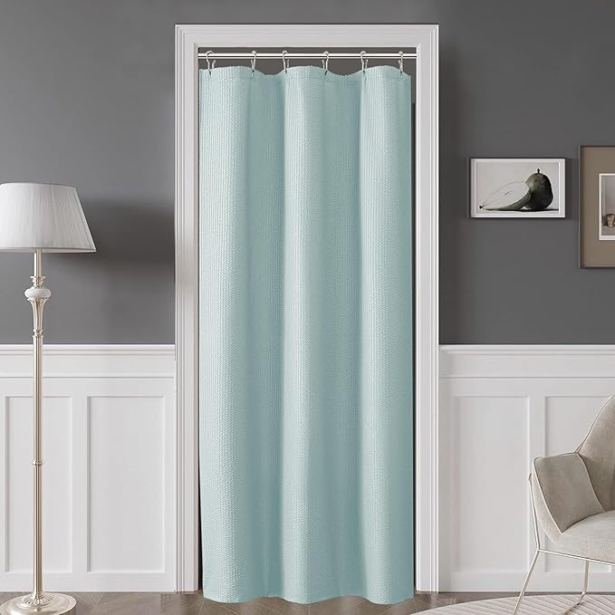 OVZME Small Stall Shower Curtain - Embossed Textured Bathroom Curtain, 36 x 72 Shower Curtain for RV Camper, Machine Washable Water Resistance, Light Green