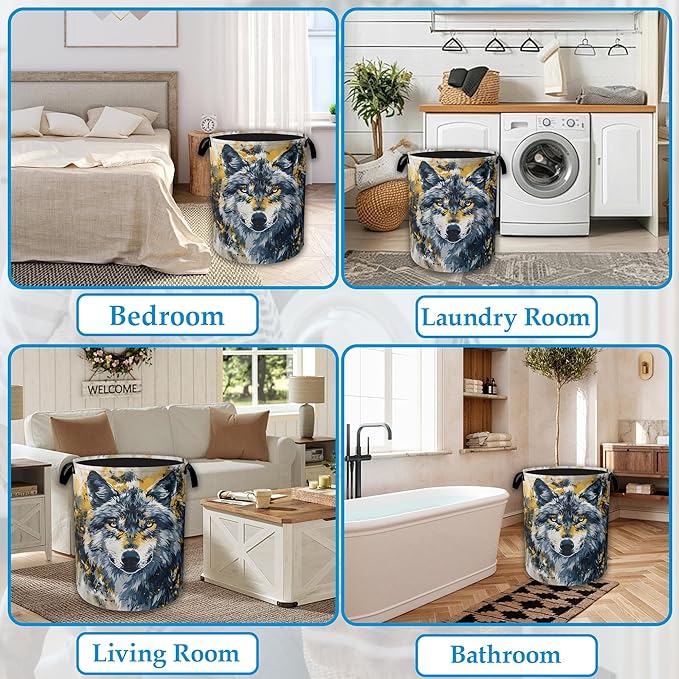 Graffiti Wolf Laundry Basket Collapsible Laundry Hamper, Oxford Cloth Storage Bin for Room/Bathroom/Bedroom/Dormitories 16" X 20.8"