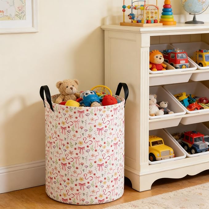Laundry Hamper Baby Nursery Hamper Waterproof Foldable Kids Laundry Basket Kids Dirty Clothes Hampers Girl Room Decor for Home Gift Baskets(Bouquet)