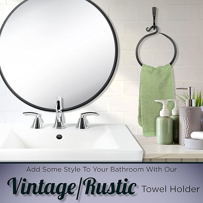 Wrought Iron Towel Ring - A Touch Of Artisanal Charm To Your Kitchen Or Bathroom With Our Handmade Towel Rack. Crafted By Blacksmiths, This Rustic Towel Rack Will Add A Timeless Elegance To Your Space