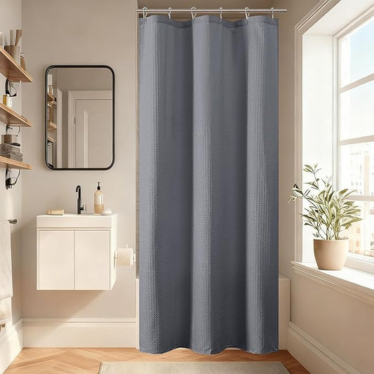 Aiyufeng Waterproof Fabric Shower Curtains for Bathroom，Dot Like Embossed Textured Soft Polyester Cloth Stall Shower Curtain，Hotel Luxury Quality Machine Washable，36Wx72L，Grey