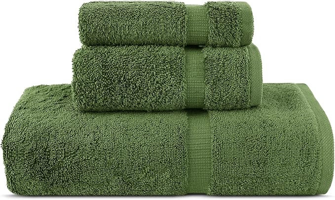 Chakir Turkish Linens | Hotel & Spa Quality 100% Cotton Premium Turkish Towels | Soft & Absorbent (3-Piece Towel Sets, Moss)
