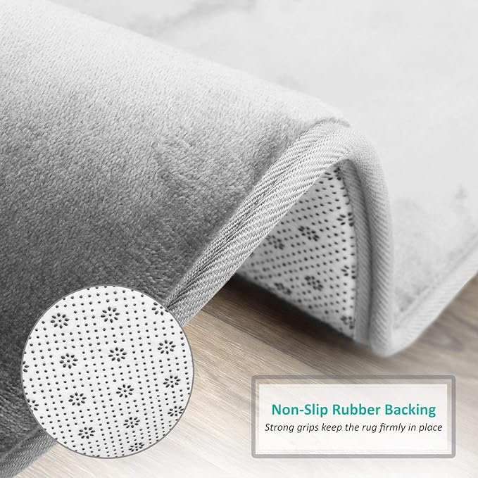 Clara Clark Bathroom Rugs, Velvet Memory Foam Bath Mat, Non-Slip, Machine Washable Bath Rugs - Dries Quickly, Ultra Soft Plush Bath Mats for Bathroom, 20 x 24, Silver