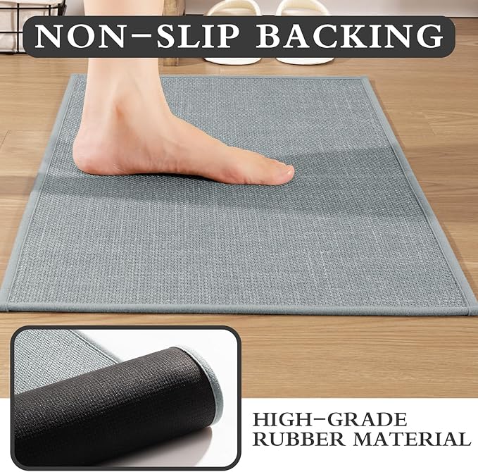 YIHOUSE Light Grey Bathroom Rug Sets 2 Piece, Bathroom Mat Quick Dry, Thin Bath Rug Set,Absorbent Bath Mat for Bathroom Non Slip Washable for Toilet and Floor 17"x24"+17"x32"