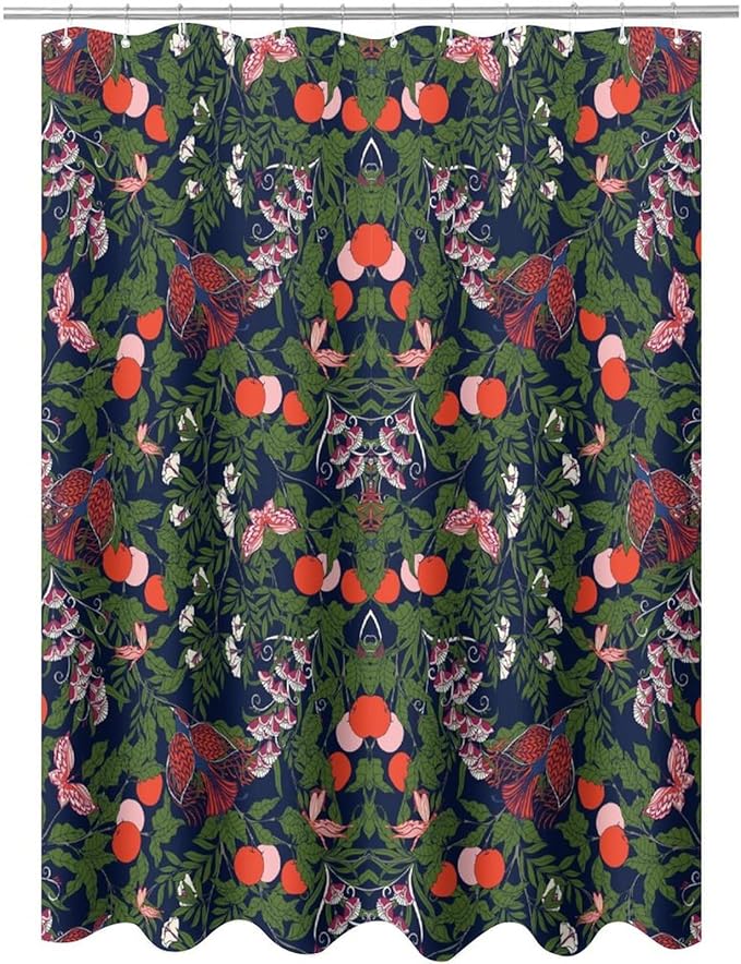 Bohemia William Morris Art Shower Curtain, Flowers Birds and Berries Retro Shower Curtain Sets for Bathroom Fabric Bath Curtain Washable 12 Hooks 72x72 Inches(183x183cm), Style-6
