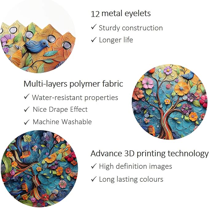 HMS Happy Memories Bohemian Flower Bathroom Curtain Colorful Boho Floral Print Beautiful Bright Polyester Fabric Cloth Shower Curtain for Bathroom Decoration, 72"x72" (Color 13)