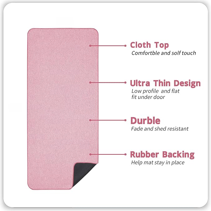 Bath Mat,Ultra Thin Bathroom Runner Rugs,Large Bath Mats for Bathroom,Quick Dry,Non-Slip,Machine Washable,Low Pile,Bath Rug,Shower Outside,Sink,Home Decor Accessories.Pink,3'x6'(36x72inch)