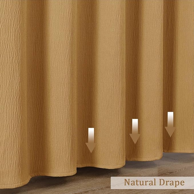 Aiyufeng Fabric Gold Extra Long Shower Curtain for Bathroom, 3D Textured Shower Curtain 96 Inch Long Soft Cloth & Hotel Spa Quality, Large Hotel Bathroom Curtain Boho Style, 72x96 Inches