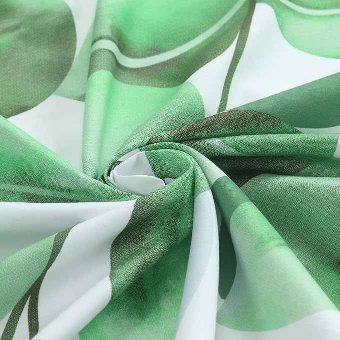 90 Inch Fabric Shower Curtain, Green Watercolor Eucalyptus Leaves Shower Curtain for Bathroom, 72" W x 90" H
