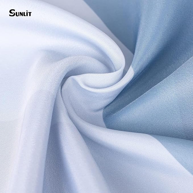 Sunlit Designer Popular Shower Curtain, Ombre Blue Fabric Contemporary Shower Curtains for Bathroom Décor