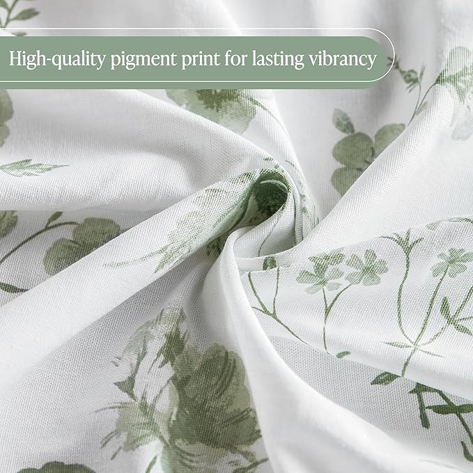 Martha Stewart Martha's Garden Shower Curtain Botanical Floral Print Cotton Shower Curtain for Bathroom, Spa Quality Modern Shower Curtains Standard Size, 72x84 Sage Green