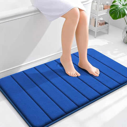 OLANLY Memory Foam Bath Mat 36x24, Super Soft Absorbent Bathroom Rugs, Quick Dry, Machine Washable Shower Floor Rugs, Bathmat Carpet, Bathroom Home Decor Accessories, Royal Blue