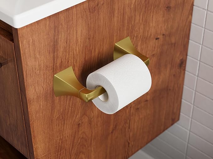 Pfister Bruxie 3-Piece Bathroom Hardware Set with Towel Bar, Towel Ring, and Toilet Paper Holder, Wall-Mounted, Brushed Gold Finish, BTBBIE3BG