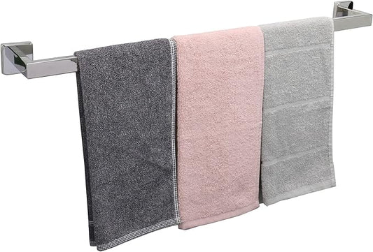 TocTen Bath Towel Rack - Square Base Thicken SUS304 Stainless Steel Towel Bar for Bathroom, Bathroom Accessories Towel Rod Heavy Duty Wall Mounted Towel Holder. (Chrome, 30)