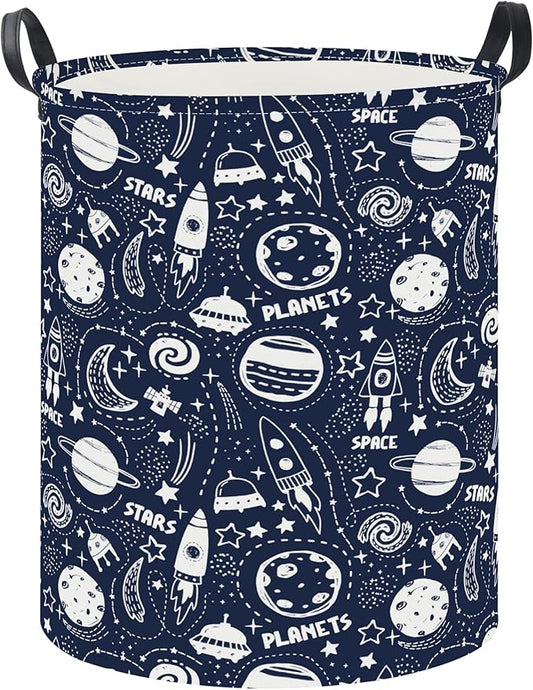 19.7" Laundry Basket,Dirty Clothes Hamper,Waterproof Storage Bin,Room Decor,Gift Baskets,Nursery Hamper(Space Stars)