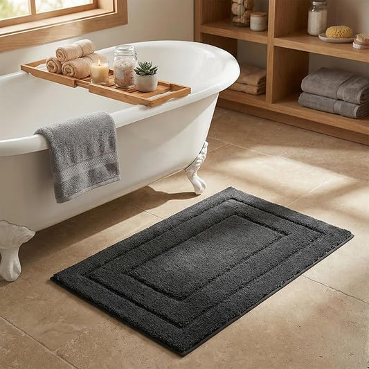 GRANNY SAYS Bathroom Rug Mat, Bath Mats for Bathroom Non-Slip, 24" x 36", Super Soft and Water Absorbent, Microfiber Bath Rugs, Machine Wash Dry, Large Bath Rugs for Floor, Charcoal Gray