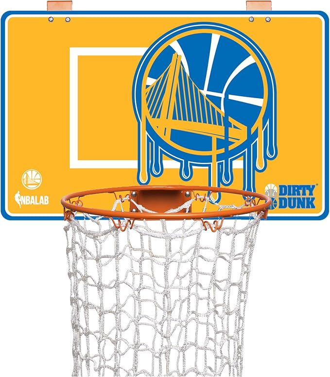 The Dunk Collection Dirty Dunk Over-The-Door Basketball Hoop Laundry Hamper, Golden State Warriors, NBA