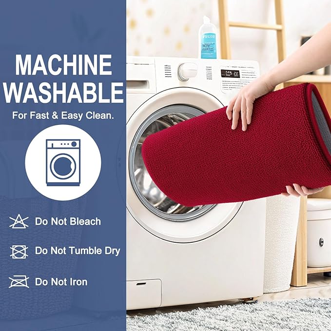 OLANLY Thick Memory Foam Bath Mats Rugs 30x20, Extra Soft Absorbent Bathroom Rug, Quick Dry Bath Mat, Non-Slip, Machine Washable Carpet for Bathroom, Tub and Shower, Home Decor Accessories, Red