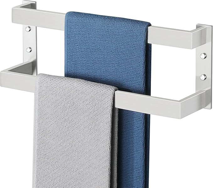 Alise Double Towel Bar, 16" Towel Racks for Bathroom Wall Mounted, SUS304 Stainless Steel Bathroom Towel Holder, Modern Quick Drying Towel Hanger, Brushed Nickel