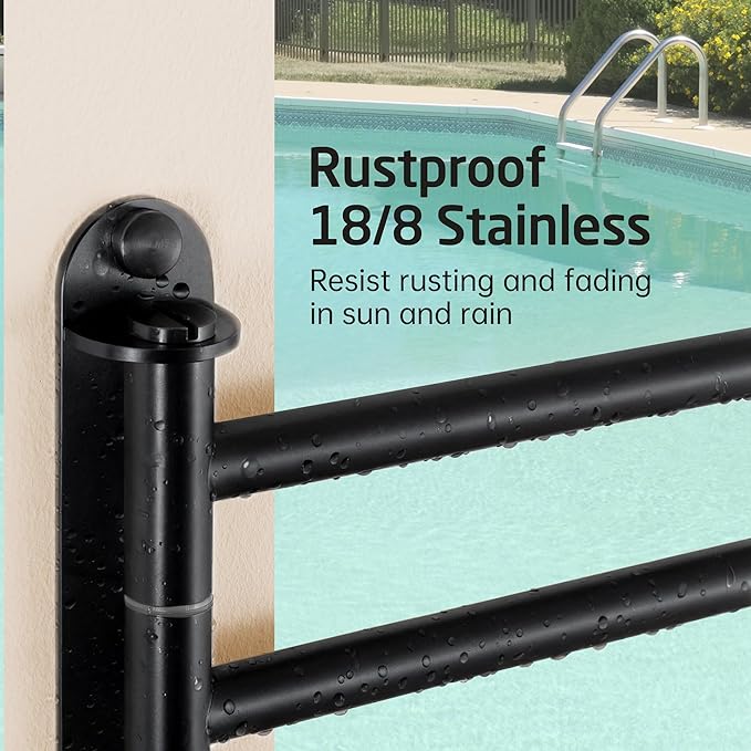 KES Extra Long 19.5" Swivel Towel Rack, Black Swing Arm Towel Bar 4-Arm, Swing Out Towel Rack for Bathroom Wall, Hand Towel Racks Wall Mounted 18/8 Stainless Steel Matte Black, A2103S4L50-BK