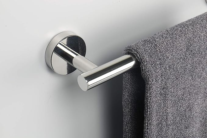 TocTen Bath Towel Bar - Thicken SUS304 Stainless Steel Bathroom Towel Holder, Towel Rod for Bathroom Heavy Duty Wall Mounted Towel Rack Hanger (12IN, Chrome)