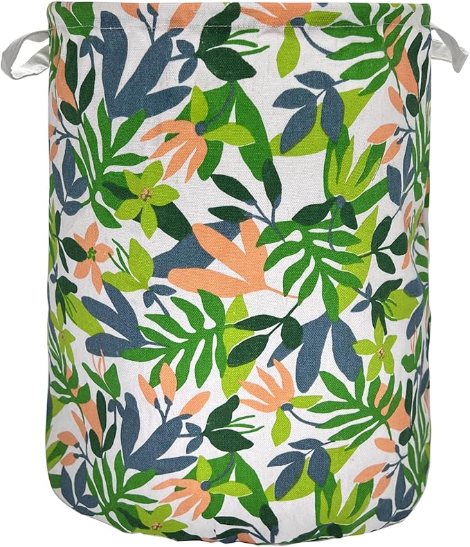 Merdes 19.7?€??€? Waterproof Foldable Laundry Hamper, Dirty Clothes Laundry Basket, Linen Bin Storage Organizer for Toy Collection (Plant Green)