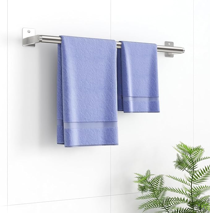 Bathroom Towel Bar, 24 Inch Towel Racks for Bathroom Wall Mounted, Heavy Duty Bath Hand Towel Holder Organizer, Modern Home Decor Towel Rod Bathroom Hardware Accessories, Brushed Silver