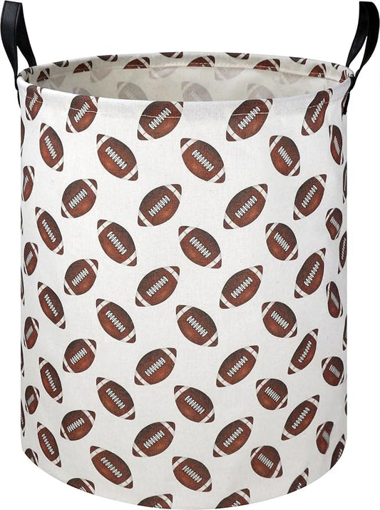 19.7" Football Laundry Basket,Kids Dirty Clothes Laundry Hamper,Waterproof Toys Storage Bin for Boys,Room Decor, Gift Baskets, Baby Nursery Hamper(Rugby)