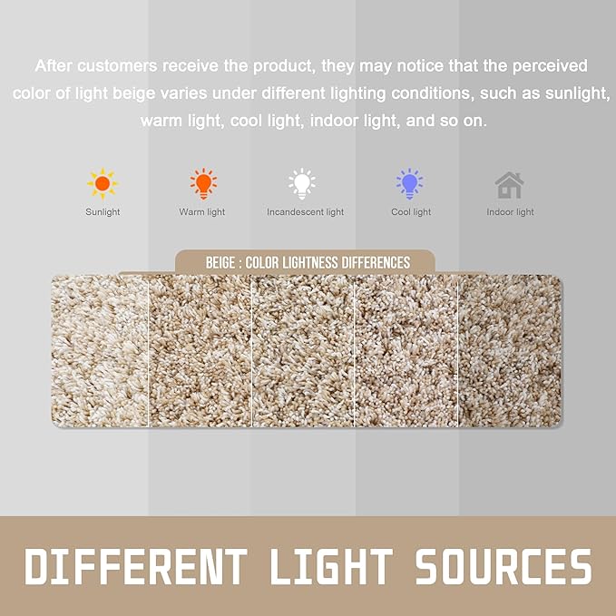 Yimobra Bathroom Rugs Non Slip Washable, Ultra Soft and Water Absorbent Bath Mats, Plush Fluffy Shower Mat Outside, Microfiber Thick Matts for Bathroom Floor/Sink, 24x17, Light Beige and White